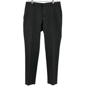Z Zegna Trouser Pants Womens Size 8-50 R Narrow Gray Black Pinstripe Flat Front